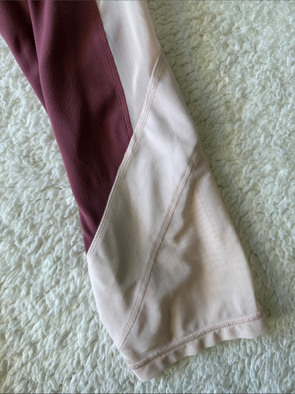 Athleta Maroon and Blush Colorblock High-Rise Capri Leggings - Picture 4 of 7